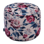 Printed Round Bean Bag Footstool - Spring Peonies